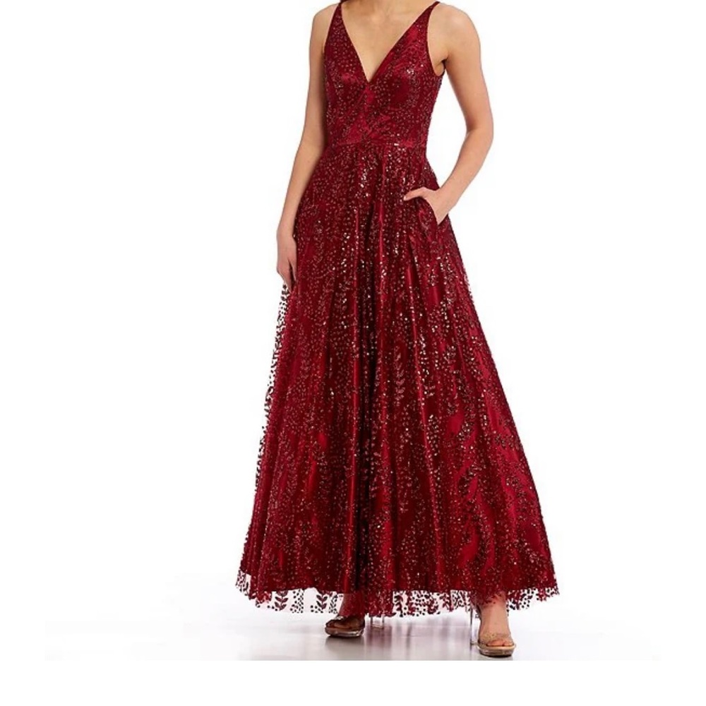 Blonde Nites Sequin Plunge Low Back Ballgown